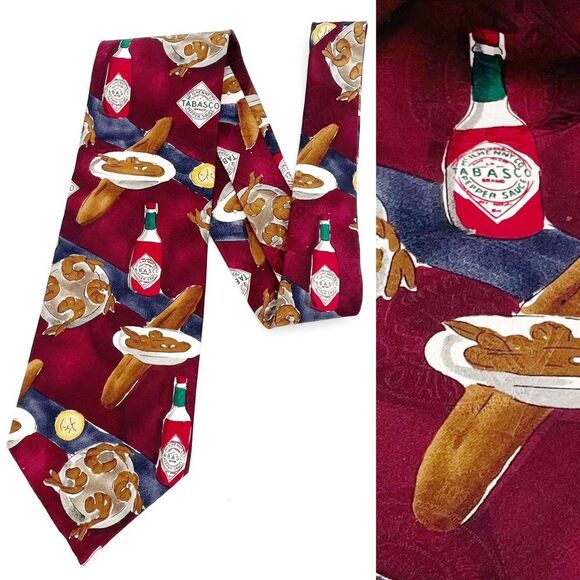 Tabasco Brand 100% Silk Necktie Hot Sauce Pop Culture Men’s Neck Tie - Picture 12 of 12